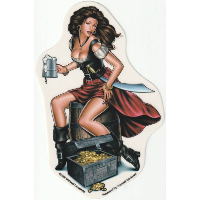 Booty Call Pirate Pin Up Girl - Vinyl Sticker