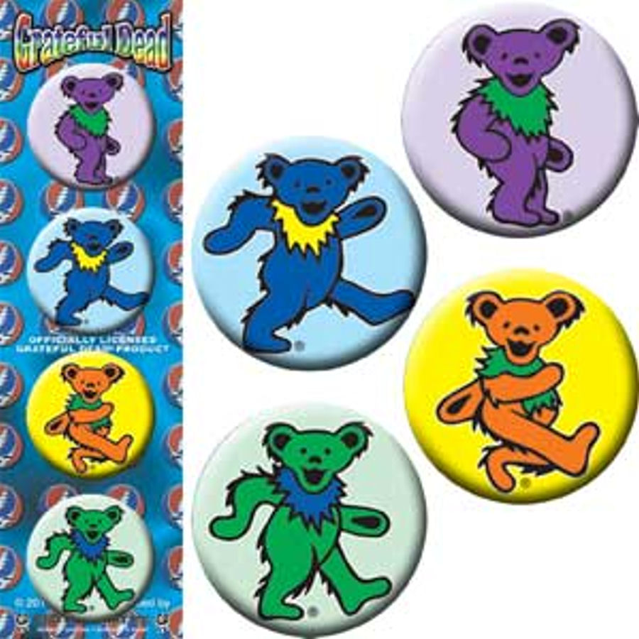 The Grateful Dead Dancing Bears - Set of 4 Button Set