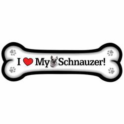 I Love My Schnauzer - Dog Bone Magnet