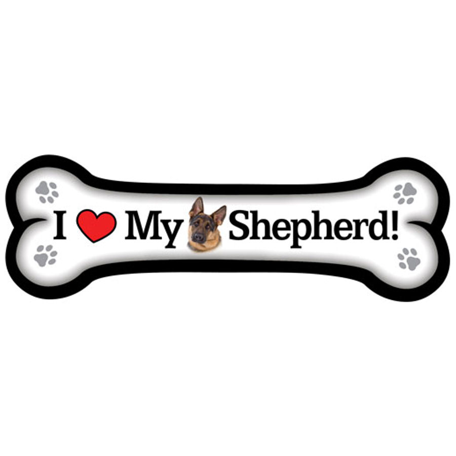 I Love My German Shepherd - Dog Bone Magnet