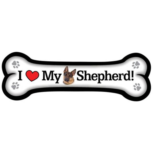 I Love My German Shepherd - Dog Bone Magnet
