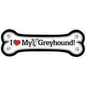 I Love My Greyhound - Dog Bone Magnet