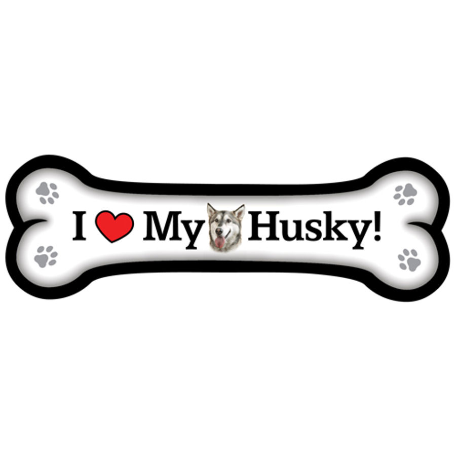 I Love My Husky - Dog Bone Magnet