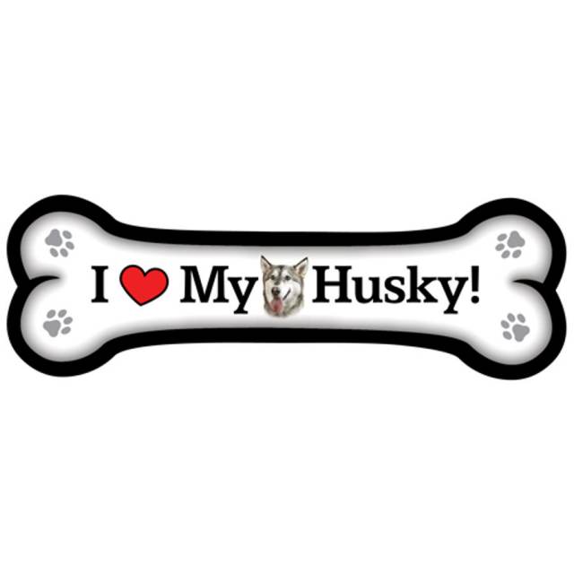 I Love My Husky - Dog Bone Magnet