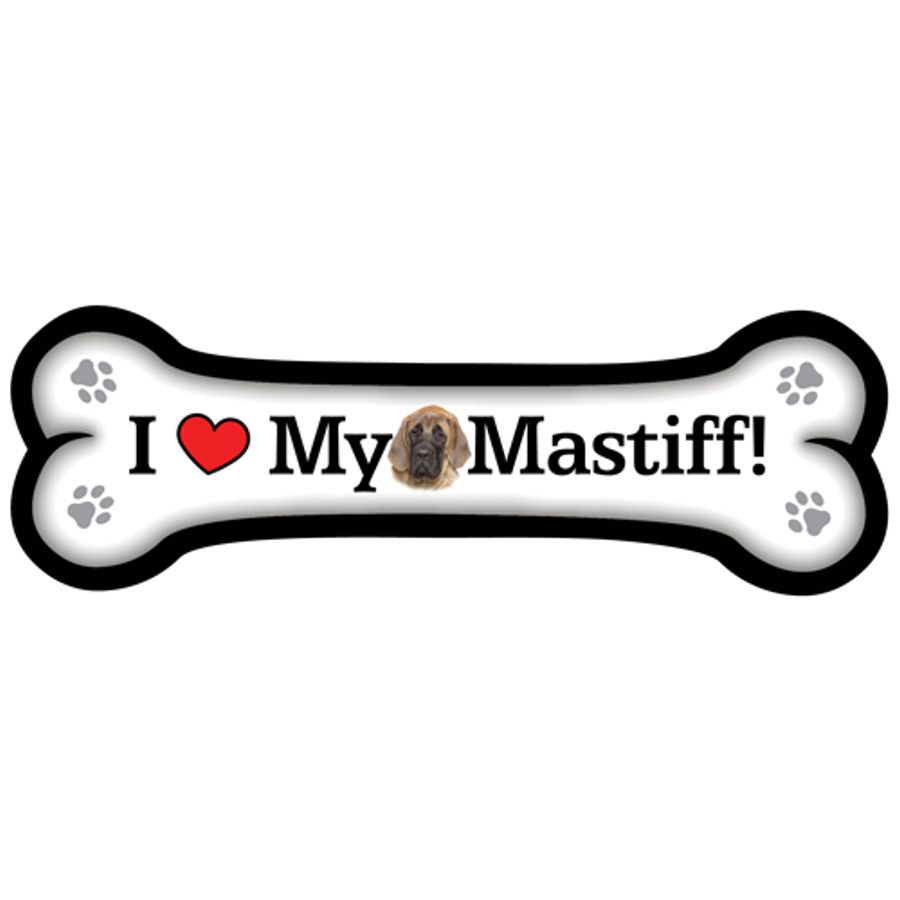 Imagine This! Auto-Magnet „I Love My Mastiff“ – 2 Stück, 17,8 Cm, Knochenförmig