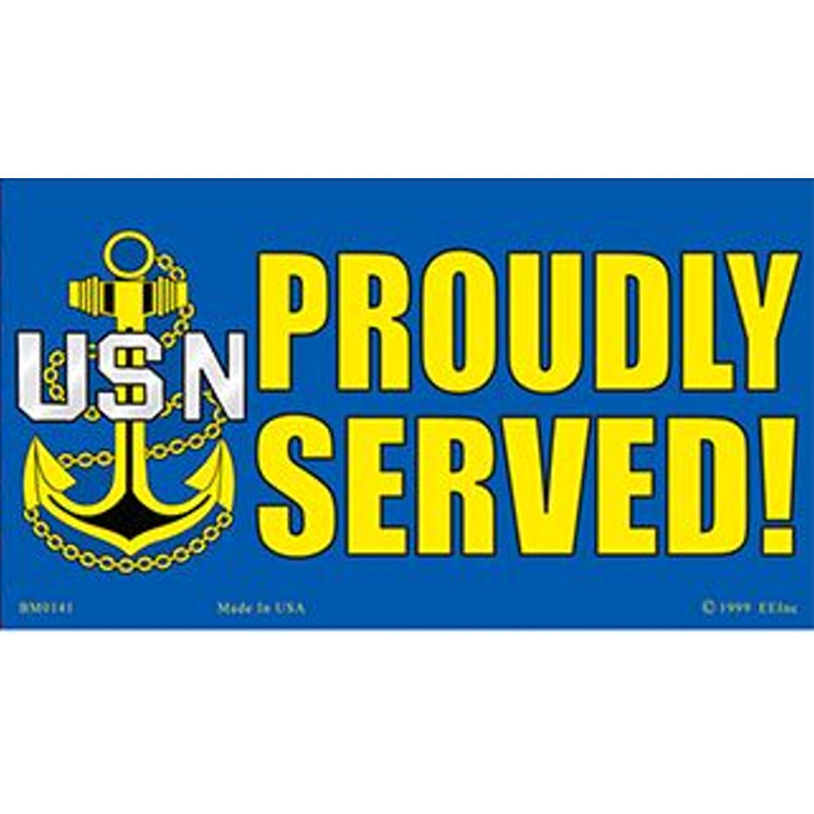 USN Proudly Served Navy - Bumper Sticker at Sticker Shoppe