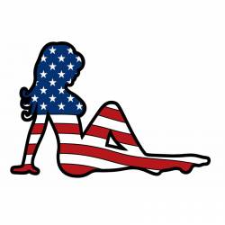 Flag Mama Mudflag Mud Flap Flag American Pinup - Vinyl Sticker
