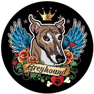 Greyhound Angel - Circle Magnet