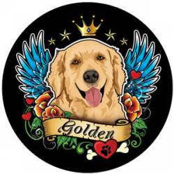 Golden Retriever Angel - Circle Magnet