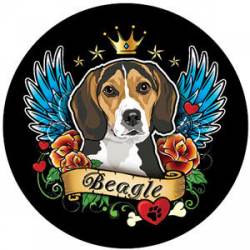Beagle Angel - Circle Magnet