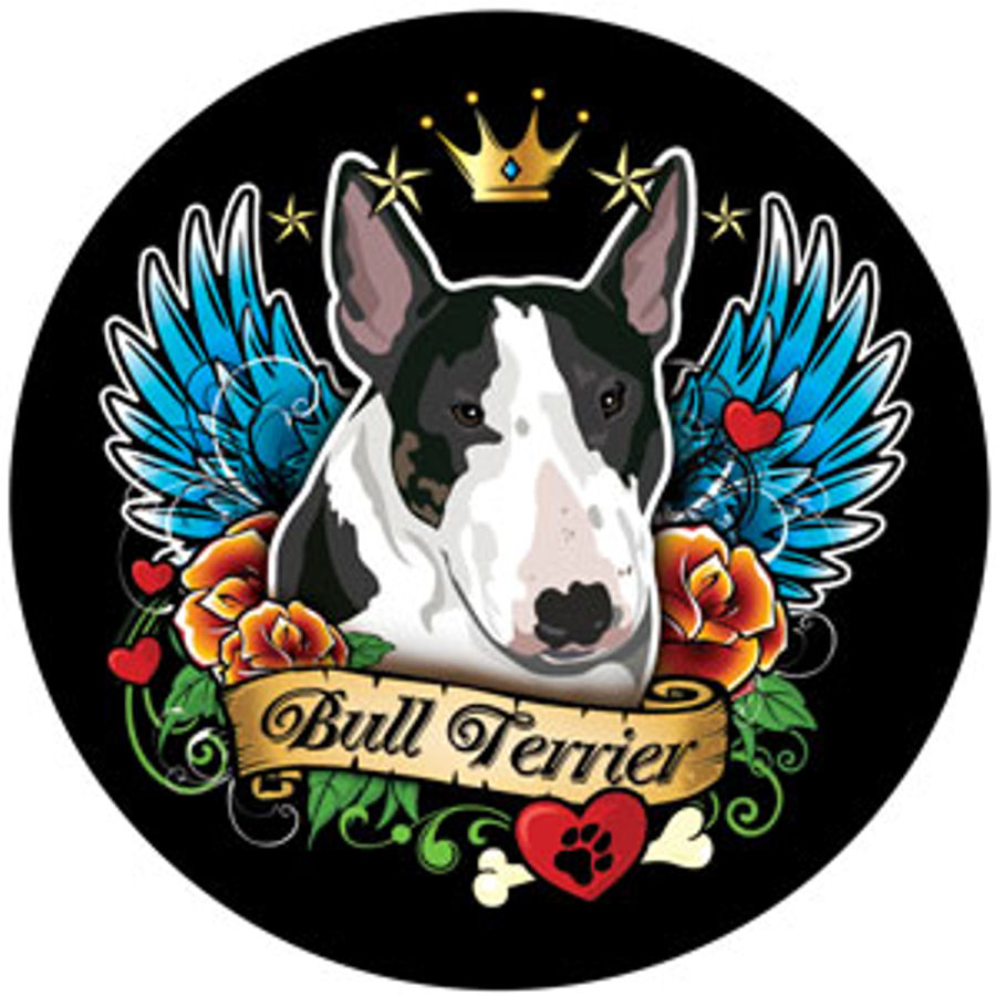 Bull Terrier Angel Circle at Sticker Shoppe