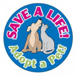 Save A Life Adopt A Pet Blue - Circle Magnet