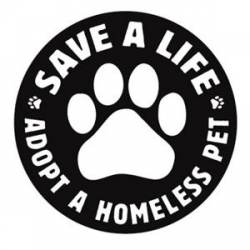 Save A Life Adopt A Homeless Pet Black - Circle Magnet