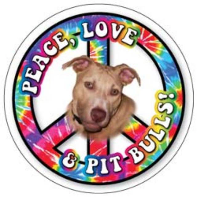 Pit Bull Hippie Dog Magnet "Peace Love & Pit Bulls" Waterproof Magnet 