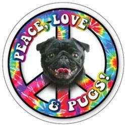 Peace Love & Black Pugs - Circle Magnet