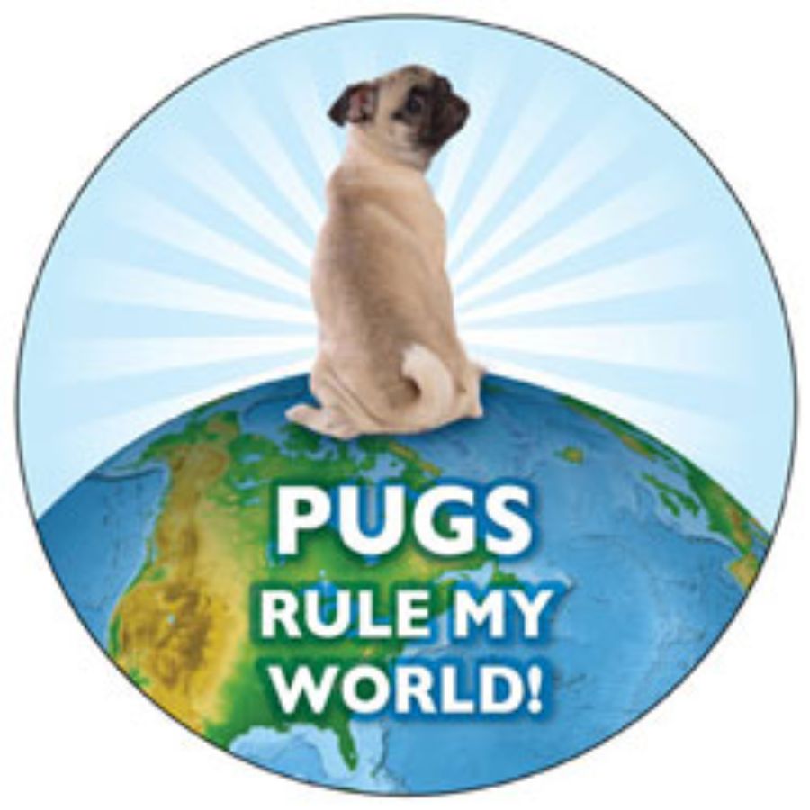 Pugs Rule My World Circle at Sticker Shoppe