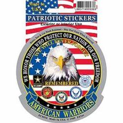 United States Military American Warriors - Prismatic Round Sticker