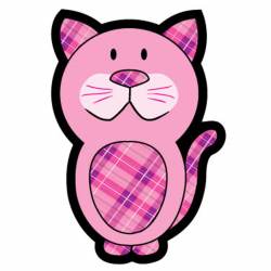 Pink Plaid - Cat Outline Magnet