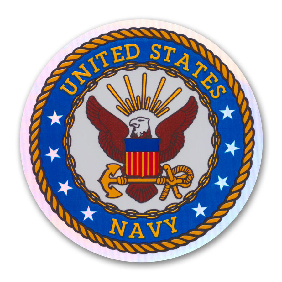 United States Navy - Round Holographic Sticker at Sticker Shoppe