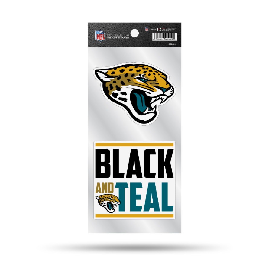 Jacksonville Jaguars Black And Teal Slogan Double Up Die Cut Decal
