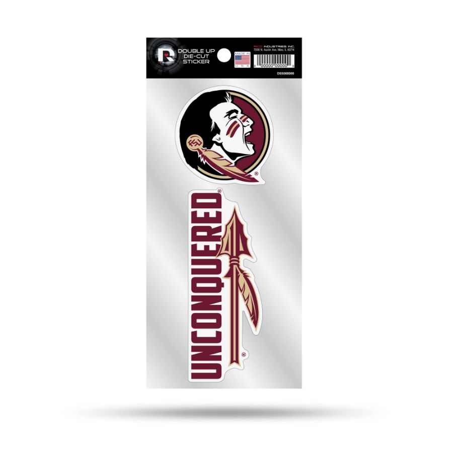 Florida State University Seminoles Unconquered Slogan - Double Up Die Cut Decal Set