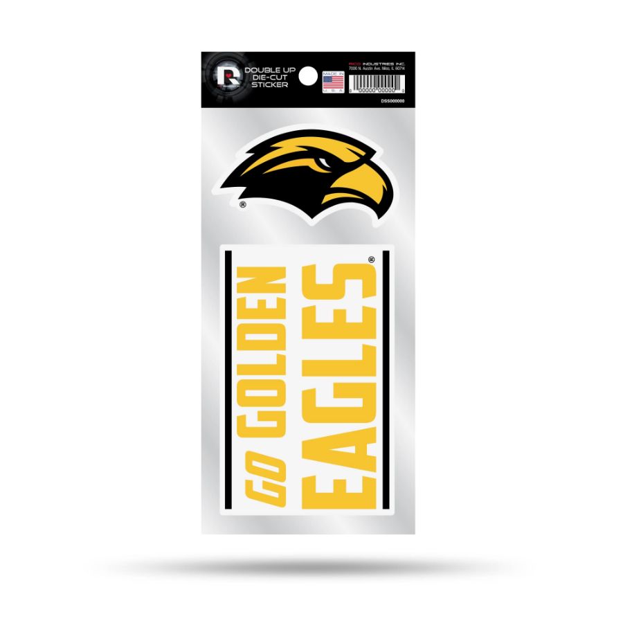 University Of Southern Mississippi Golden Eagles Go Golden Eagles Slogan - Double Up Die Cut Decal S
