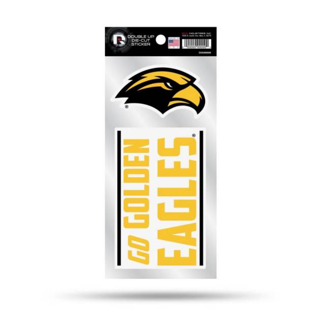 University Of Southern Mississippi Golden Eagles Go Golden Eagles Slogan - Double Up Die Cut Decal S