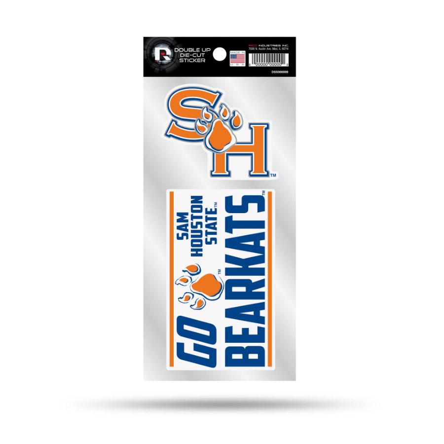 Sam Houston State University Bearkats Go Bearkats Slogan - Double Up Die Cut Decal Set