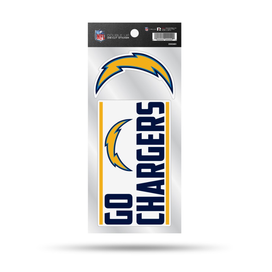 Los Angeles Chargers Go Chargers Slogan Double Up Die Cut Decal Set