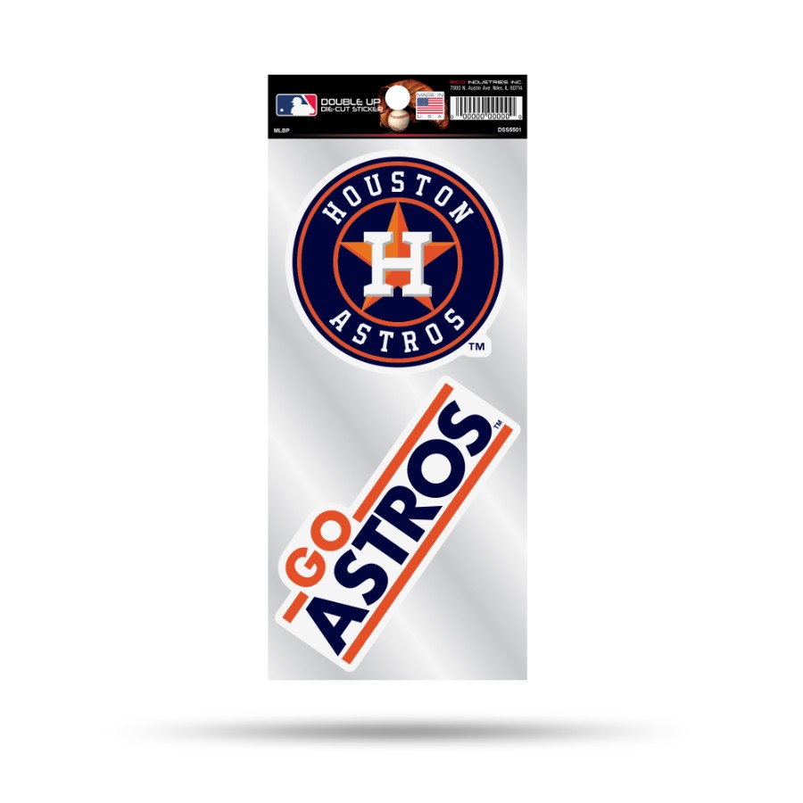 Houston Astros Go Astros Slogan Double Up Die Cut Decal Set at