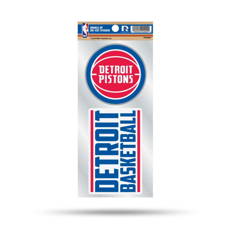 Detroit Pistons Detroit Basketball Slogan Double Up Die Cut Decal Set