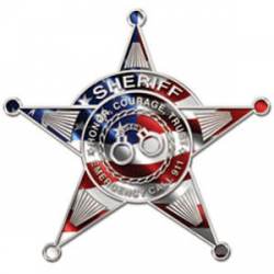 5 Point Sheriff Star Badge With Wavy US Flag - Reflective Sticker