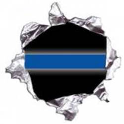 Thin Blue Line Metal Rip - Reflective Sticker