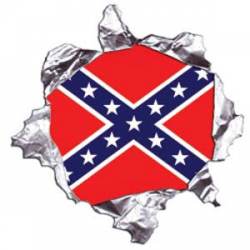 Rebel Flag Metal Rip - Reflective Sticker