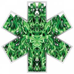Green Fire Star Of Life - Reflective Sticker