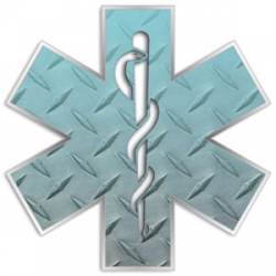 Light Blue Gradient Star Of Life Diamond Plate - Reflective Sticker