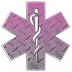 Pink Gradient Star Of Life Diamond Plate - Reflective Sticker