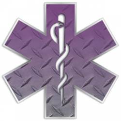 Purple Gradient Star Of Life Diamond Plate - Reflective Sticker