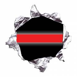 Thin Red Line Metal Burst Rip - Reflective Sticker