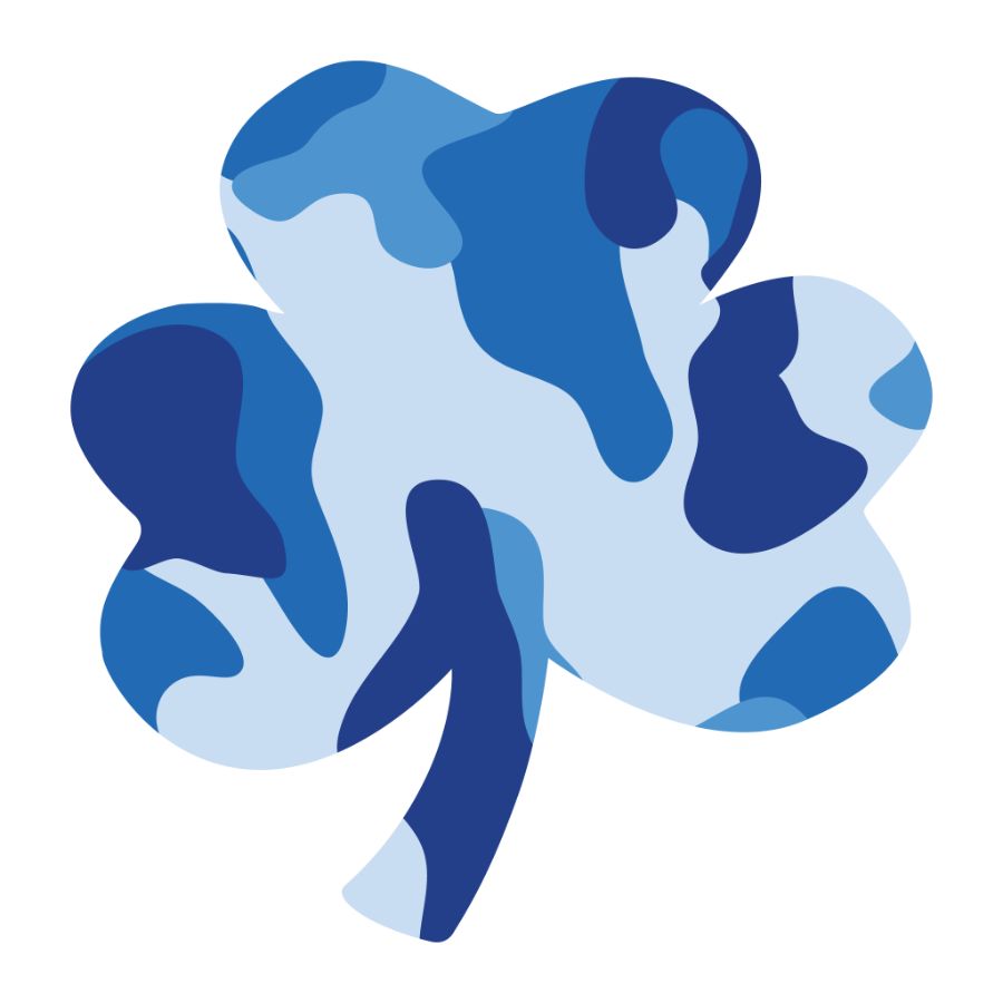 Blue Camouflage Shamrock - Reflective Sticker at Sticker Shoppe