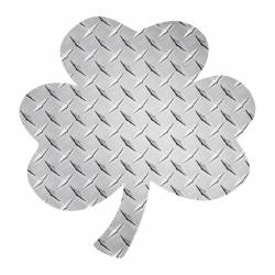 Silver Diamond Plate Shamrock - Reflective Sticker