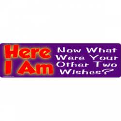 Here I Am Now What Were Your Other Two Wishes? - Bumper Sticker