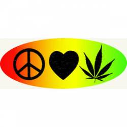 Peace Love Marijuana Rasta - Oval Sticker