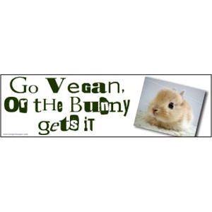 Go Vegan Or The Bunny Gets It - Bumper Magnet at Sticker Shoppe