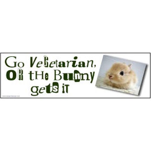 Go Vegetarian Or The Bunny Gets It - Bumper Magnet at Sticker Shoppe
