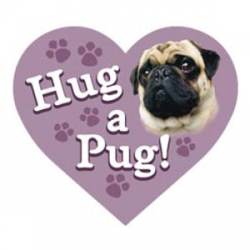 Hug A Pug - Heart Magnet