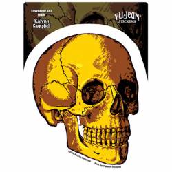 Kalynn Campbell Lowbrow Gold Skull - 4x4 Die Cut Decal