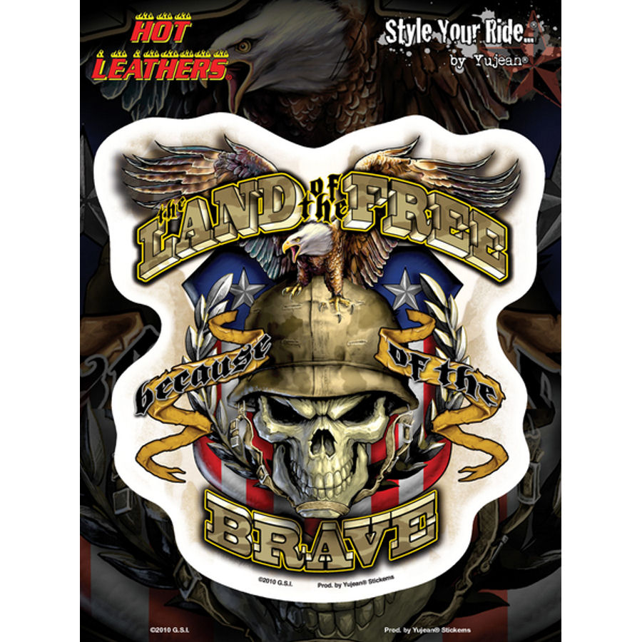 Land Of The Free Because Of The Brave Vinyl Sticker - 5" Waterproof Decal For Laptop Car Window