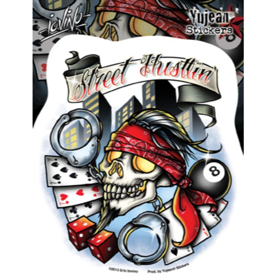 Skull Street Hustlin - Vinyl Sticker
