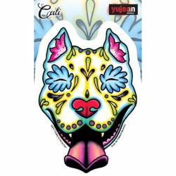 Cali's Slobbering Pit Bull Sugar Skull Dog Head - Vinyl Sticker